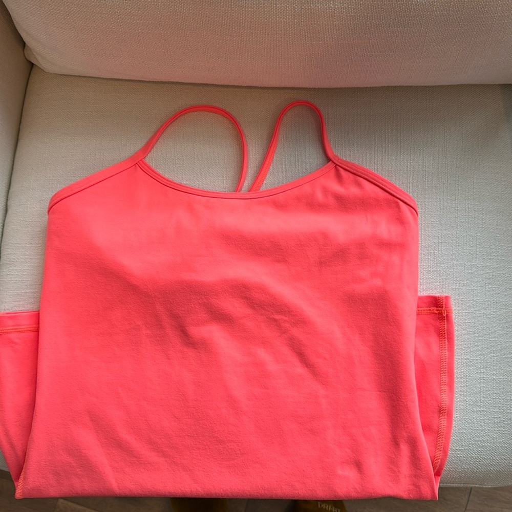 Lululemon spaghetti strap criss cross built in bra tank.